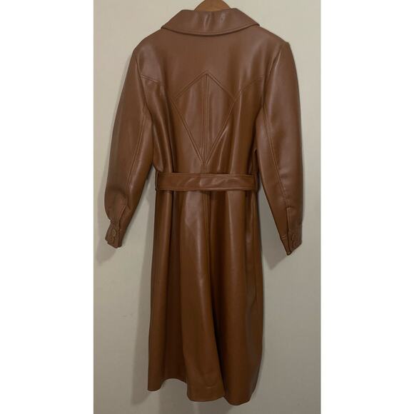 Vintage 70's Montgomery Ward Long Coat Size 20.5 Belted Retro Manmade Fabric - Picture 15 of 16